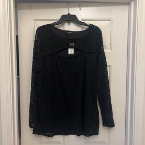 BRAND NEW with tags, black lacy long sleeve blouse